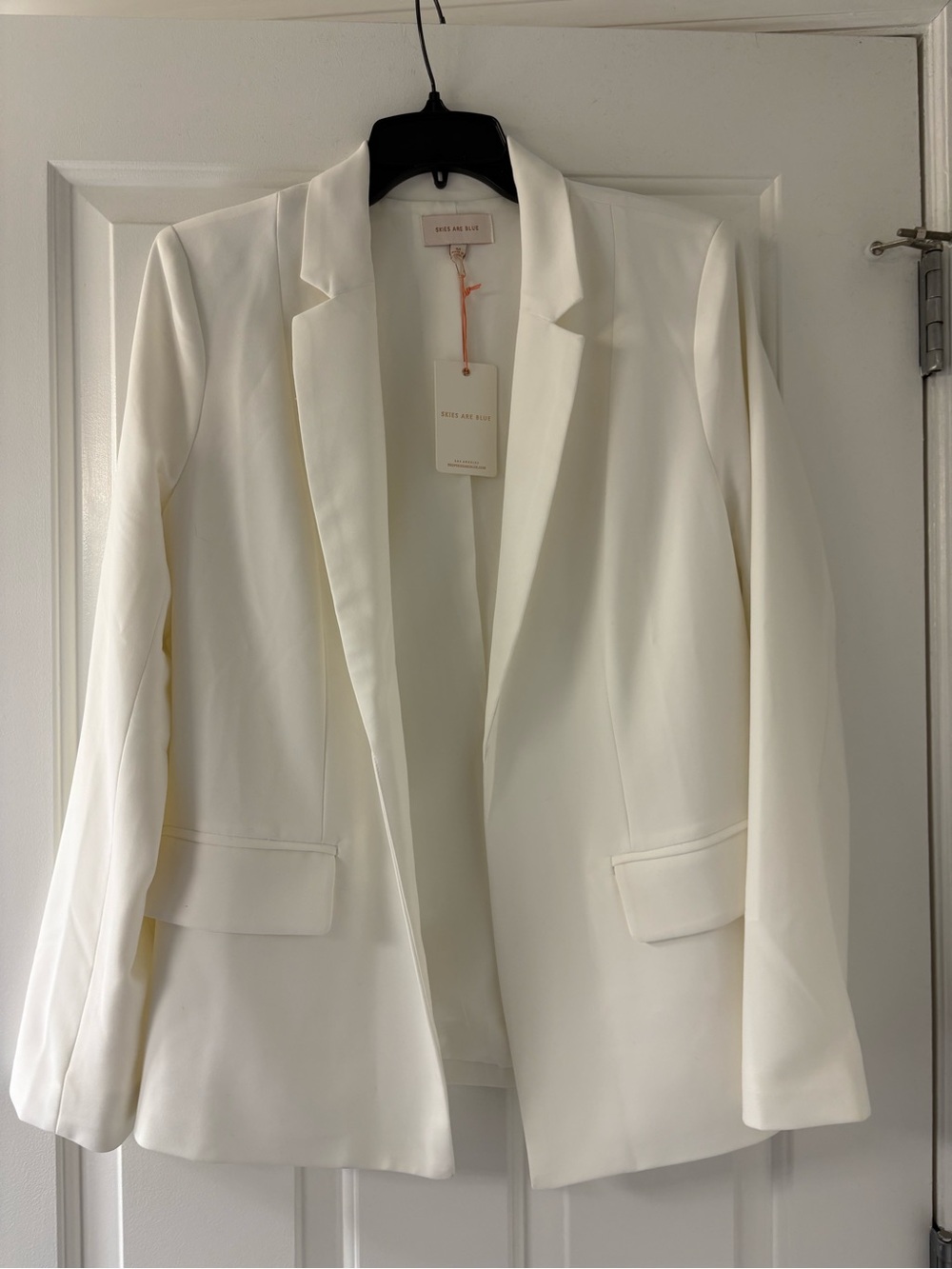 New Skies Are Blue Ivory Open-Front Notch Lapel Blazer (M)
